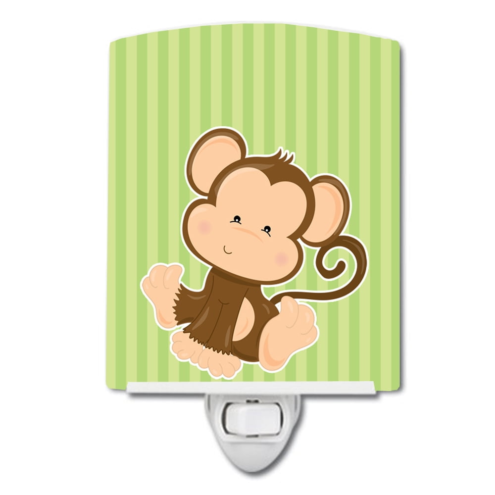 Monkey on Stripes Ceramic Night Light