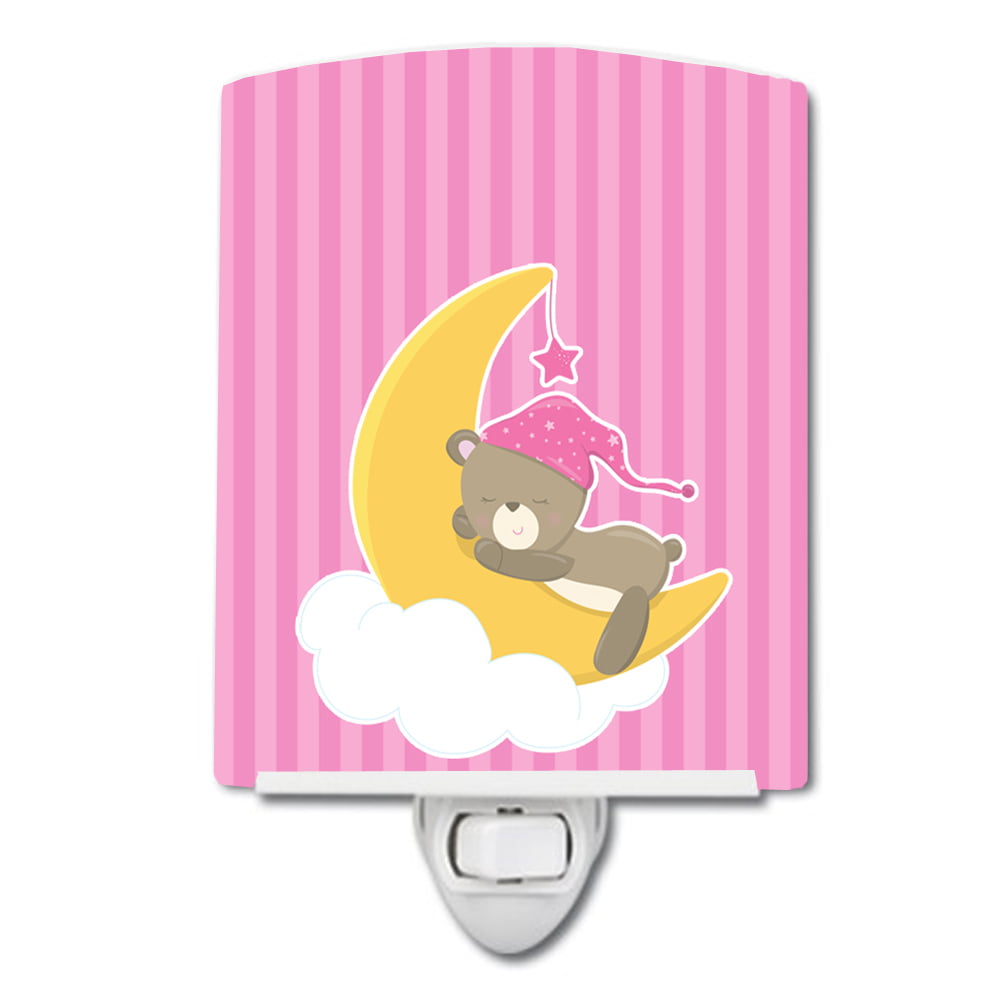 Baby Girl Bear Sleeping Ceramic Night Light