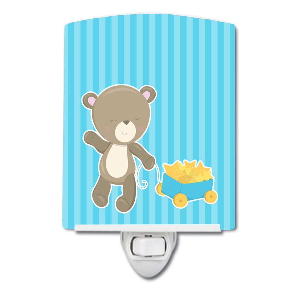 Baby Boy Bear Wagon Ceramic Night Light