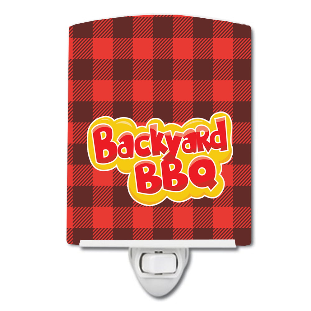 BB8627CNL Backyard BBQ on Plaid Ceramic Night Light