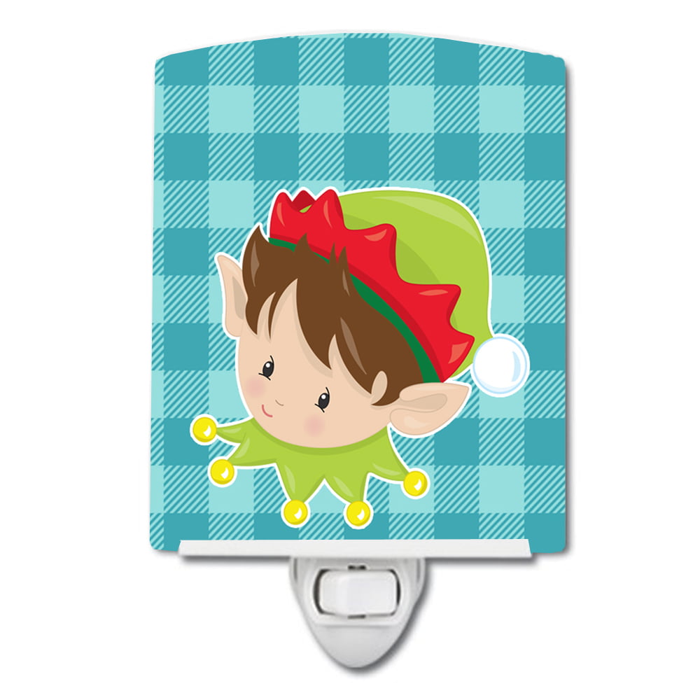 BB8667CNL Christmas Brunette Boy Elf Ceramic Night Light