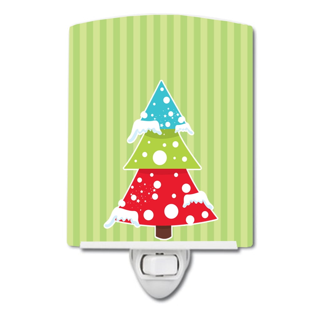 BB8680CNL Merry Christmas Tree & Stripes Ceramic Night Light