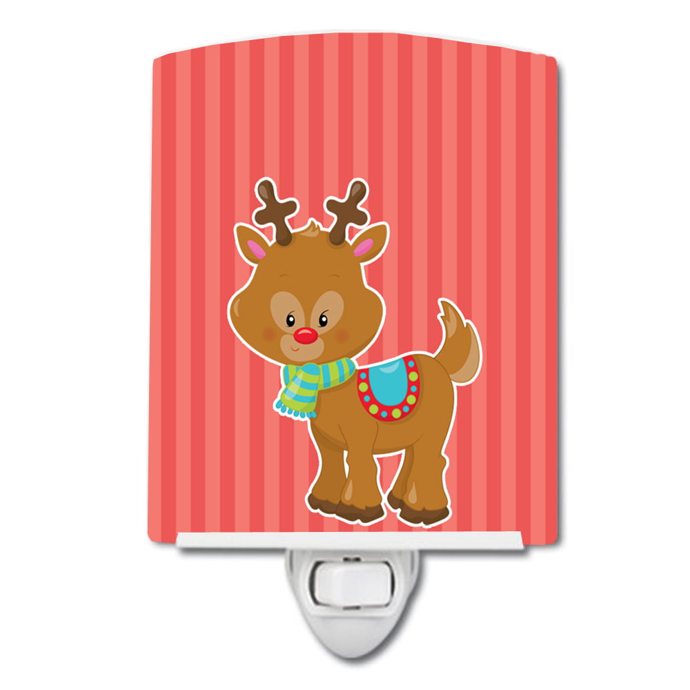 Christmas Reindeer & Stripes Ceramic Night Light
