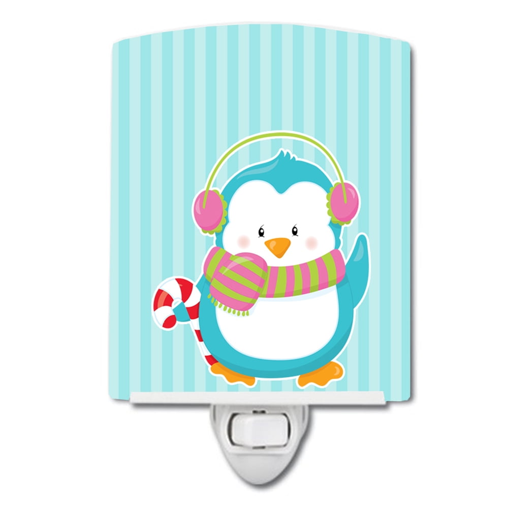 Christmas Penguin & Stripes Ceramic Night Light