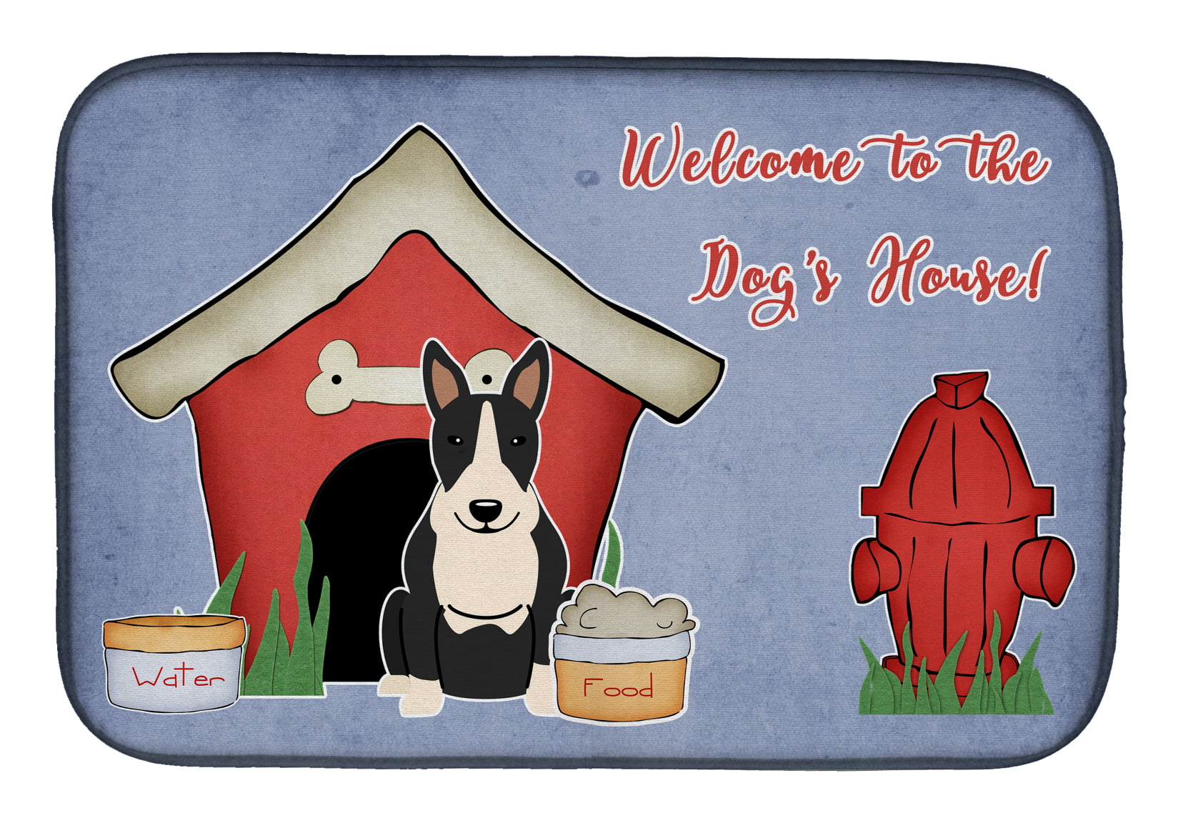 Dog House Collection Bull Terrier Black & White Dish Drying Mat