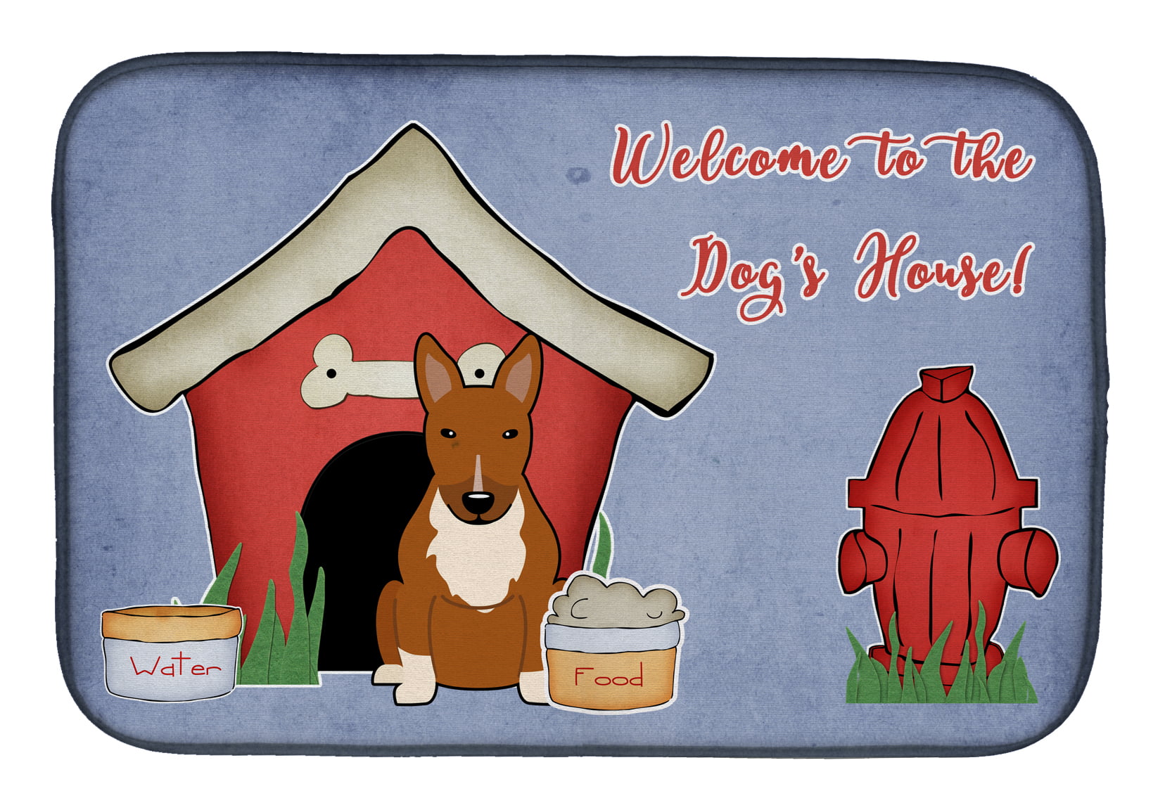 Dog House Collection Bull Terrier Red Dish Drying Mat