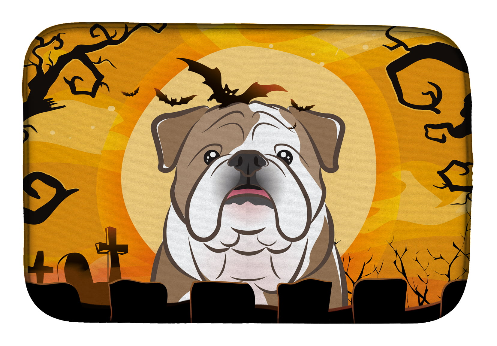 Halloween English Bulldog Dish Drying Mat