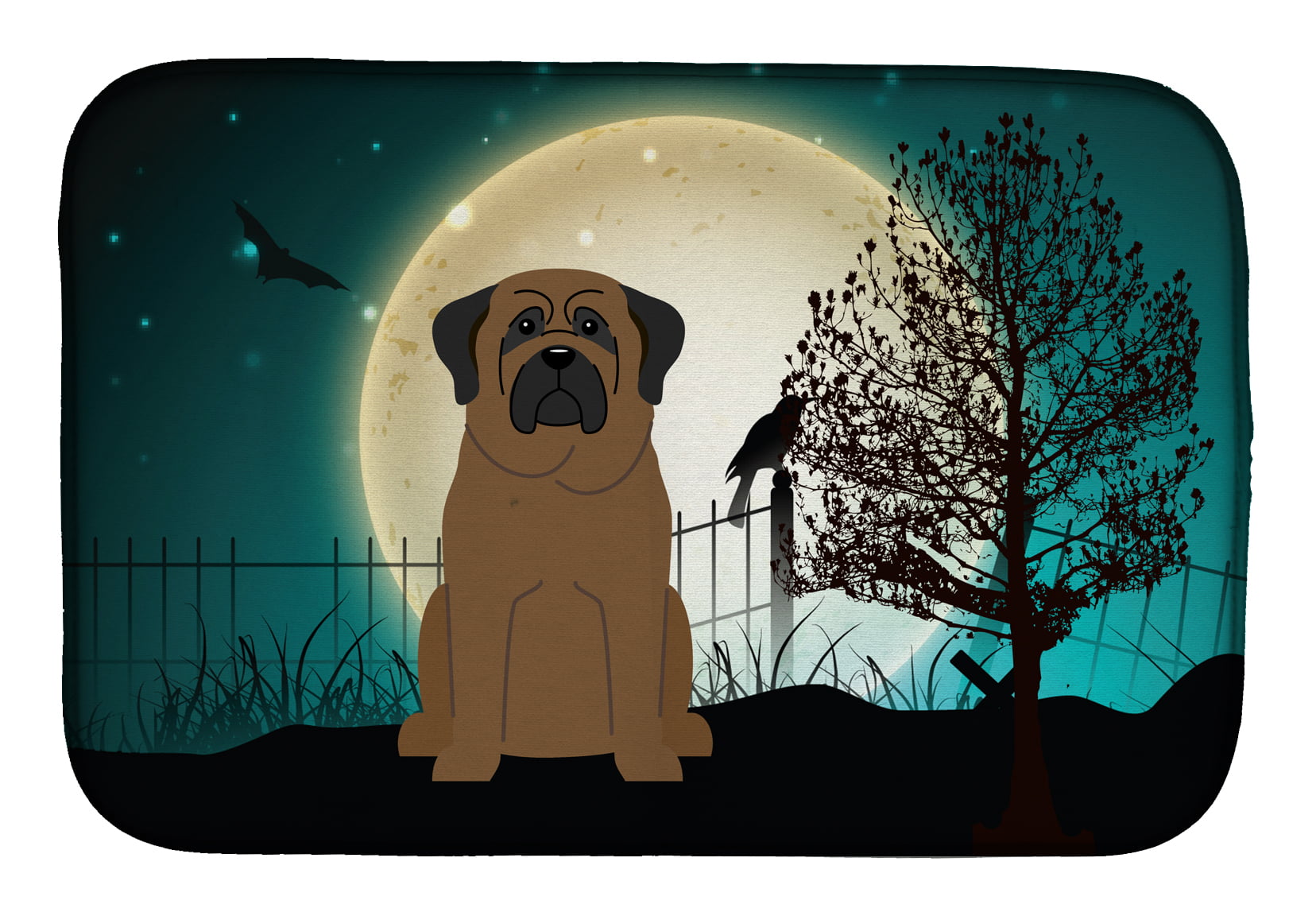 Halloween Scary Bullmastiff Dish Drying Mat