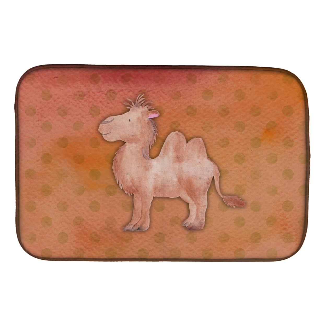 Polkadot Camel Watercolor Dish Drying Mat