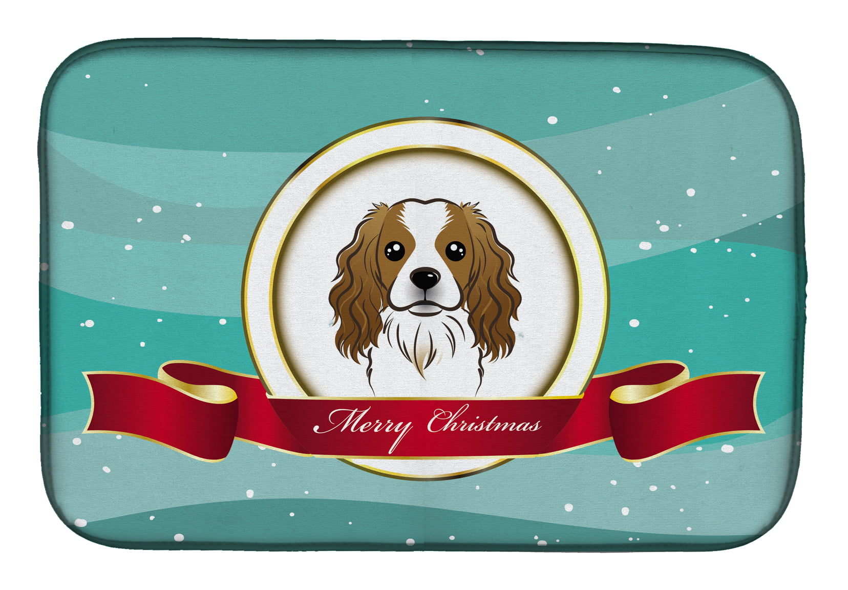 BB1534DDM Cavalier Spaniel Merry Christmas Dish Drying Mat