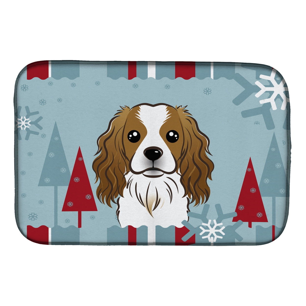 BB1720DDM Winter Holiday Cavalier Spaniel Dish Drying Mat