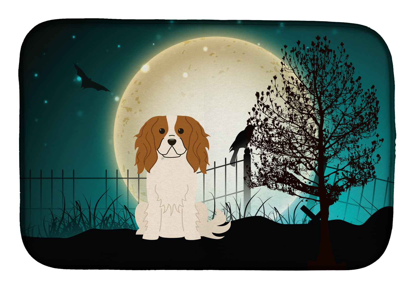BB2248DDM Halloween Scary Cavalier Spaniel Dish Drying Mat