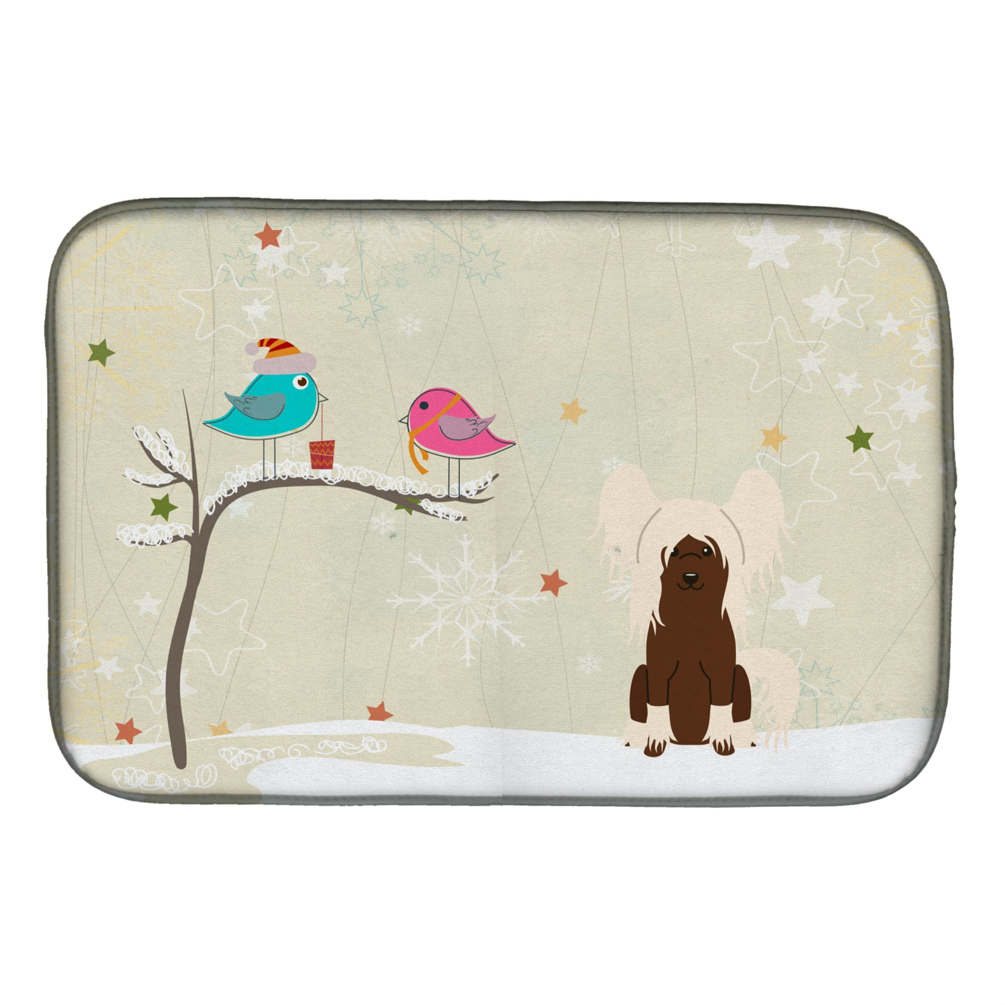 Christmas Presents Between Friends Chinese Crested Cream Dish Drying Mat