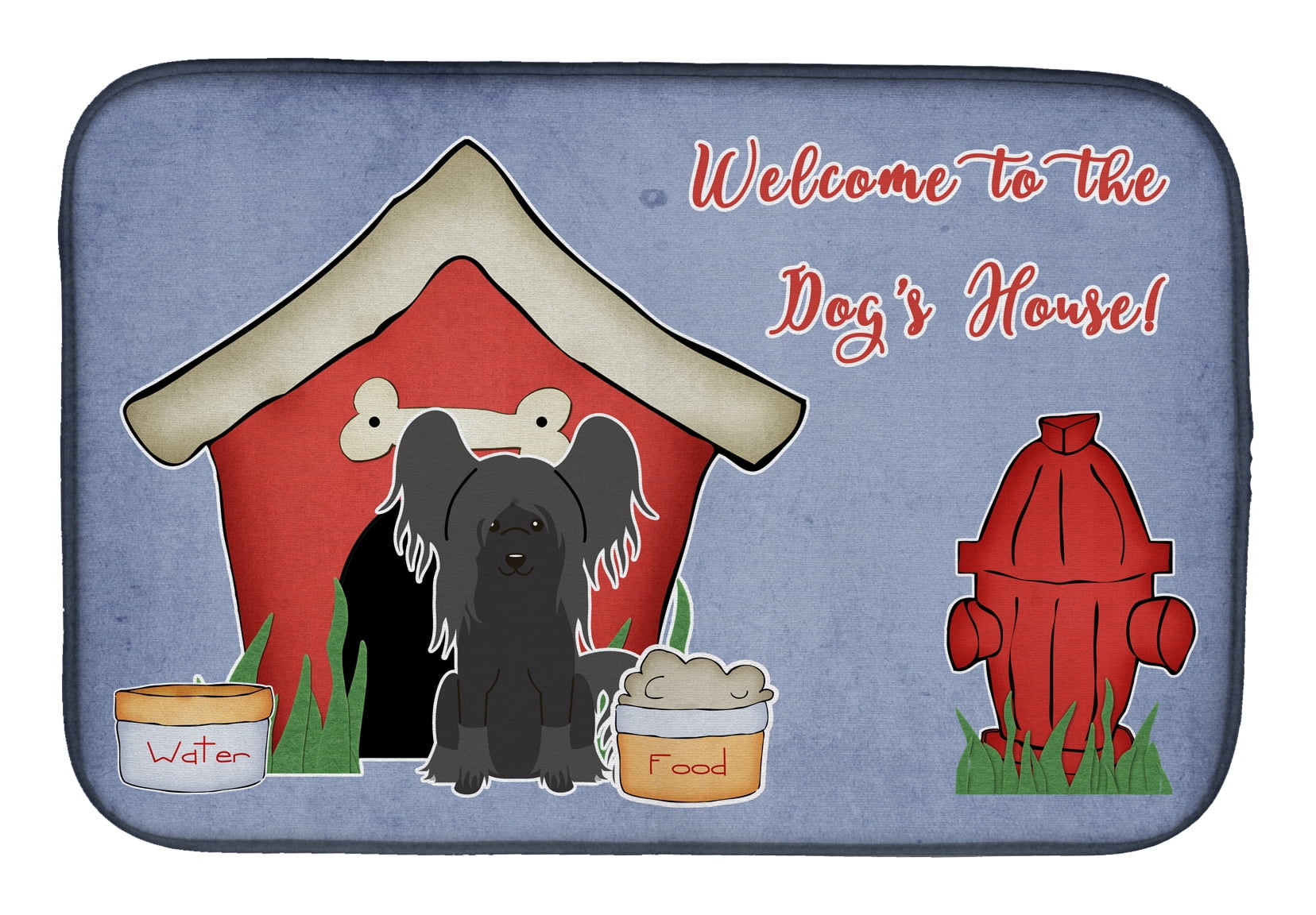 Dog House Collection Chinese Crested Black Dish Drying Mat
