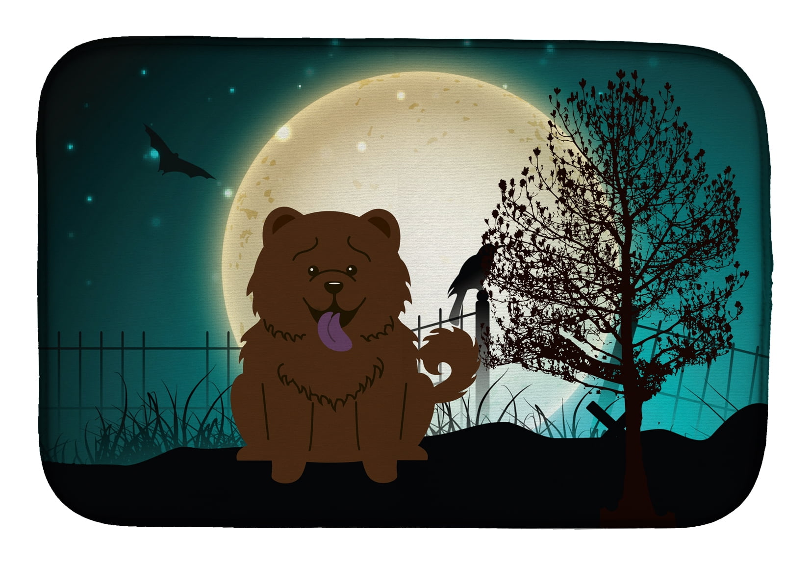 Halloween Scary Chow Chow Chocolate Dish Drying Mat