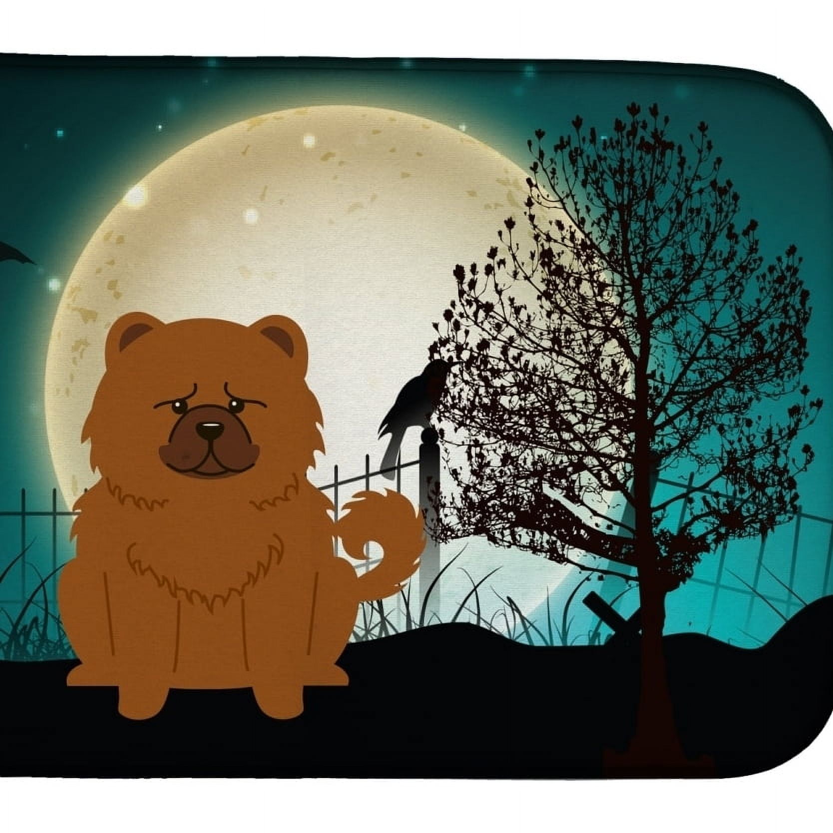 Halloween Scary Chow Chow Red Dish Drying Mat