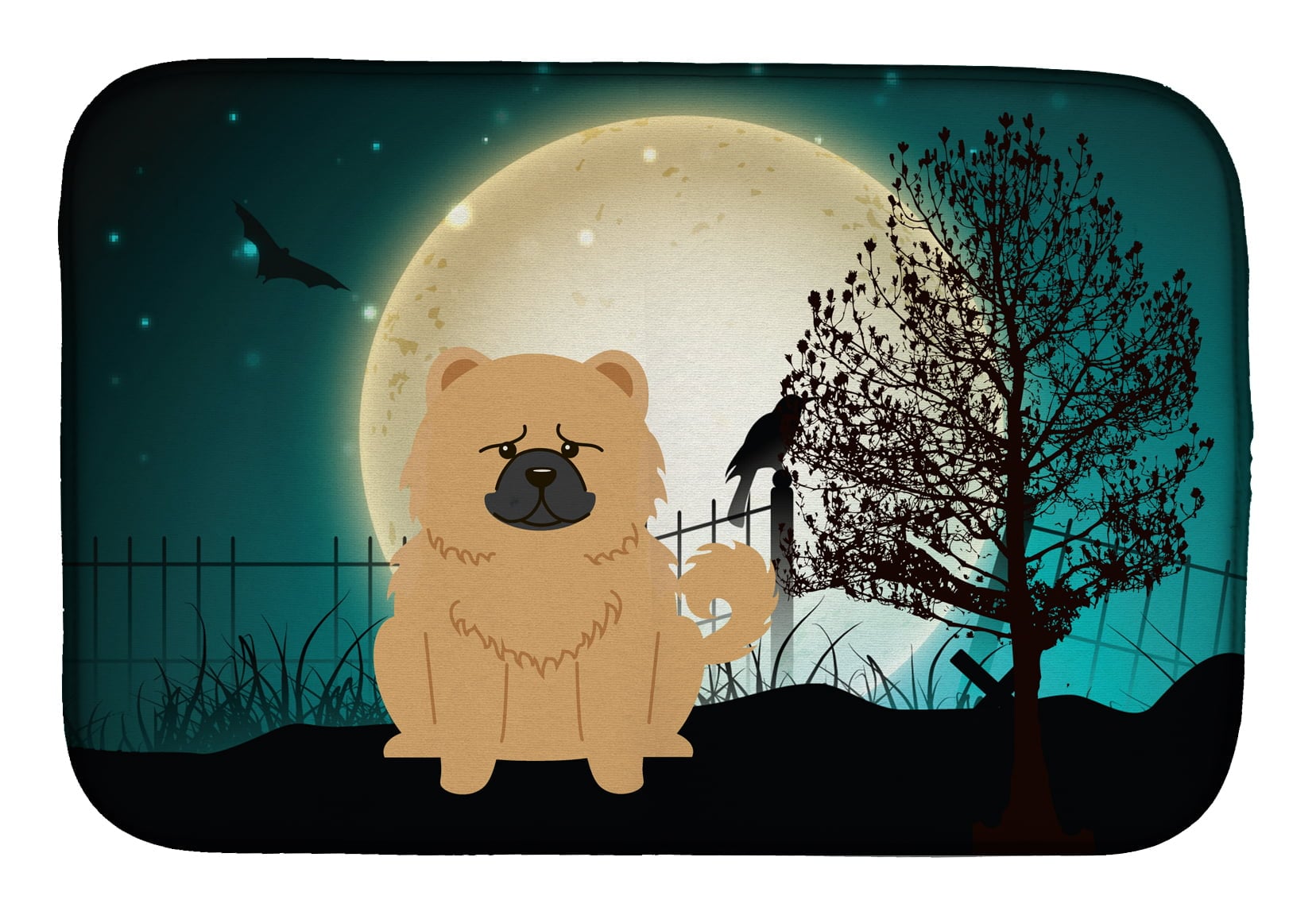 Halloween Scary Chow Chow Cream Dish Drying Mat