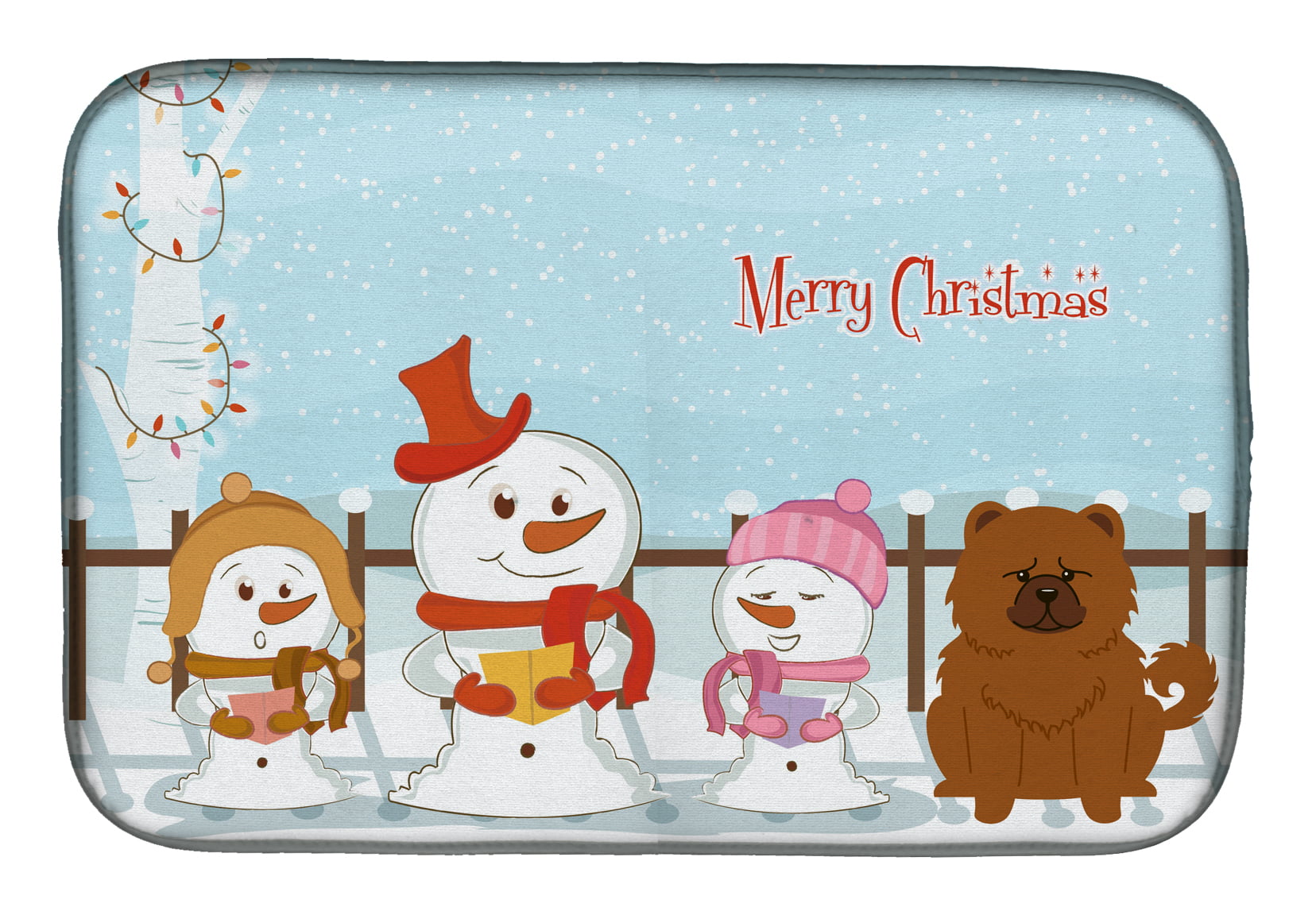 BB2473DDM Merry Christmas Carolers Chow Chow Red Dish Drying Mat