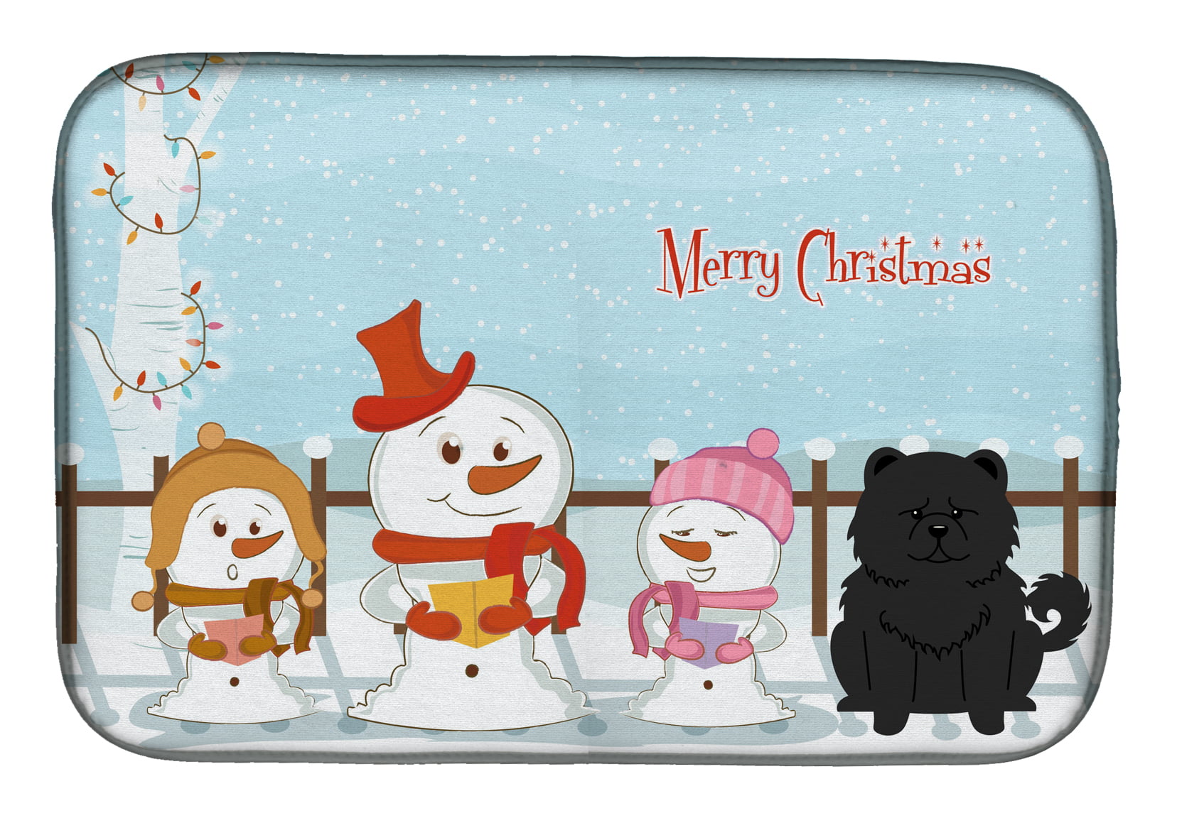 BB2474DDM Merry Christmas Carolers Chow Chow Black Dish Drying Mat