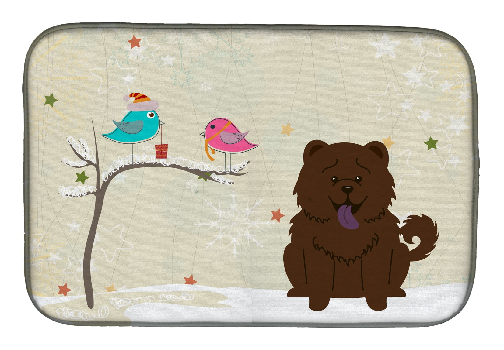 BB2613DDM Christmas Presents Between Friends Chow Chow Chocolate Dish Drying Mat