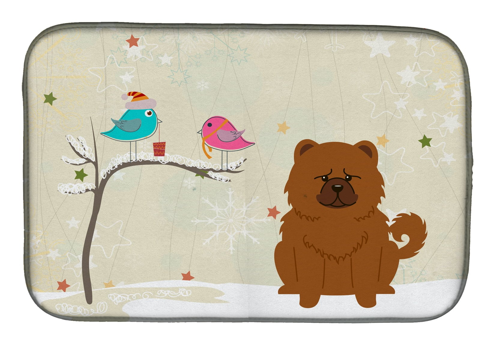 Christmas Presents Between Friends Chow Chow Red Dish Drying Mat