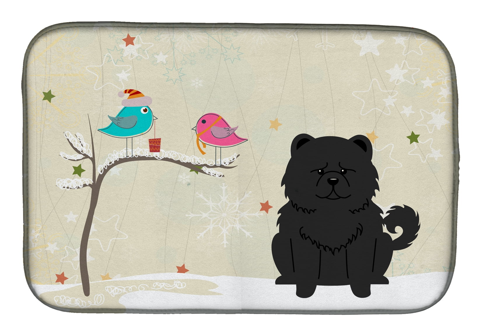 BB2615DDM Christmas Presents Between Friends Chow Chow Black Dish Drying Mat