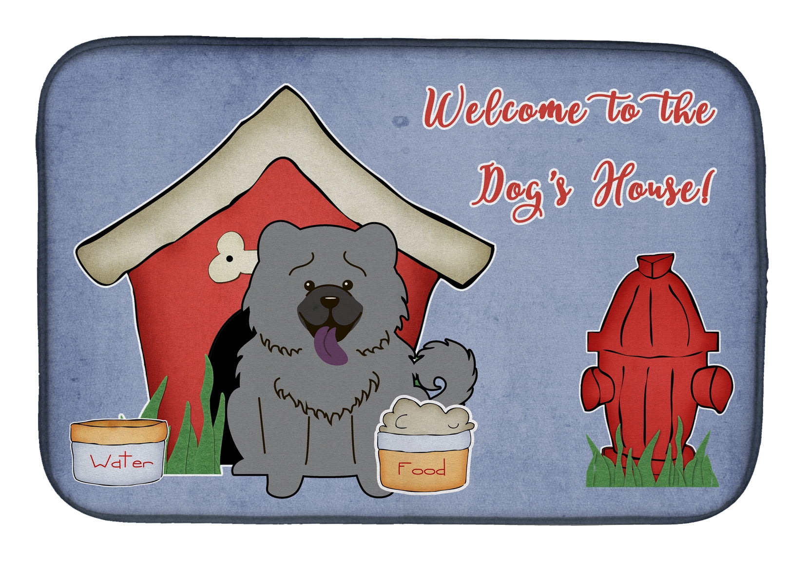 Dog House Collection Chow Chow Blue Dish Drying Mat