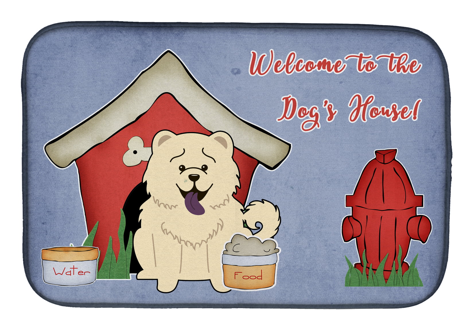 Dog House Collection Chow Chow White Dish Drying Mat