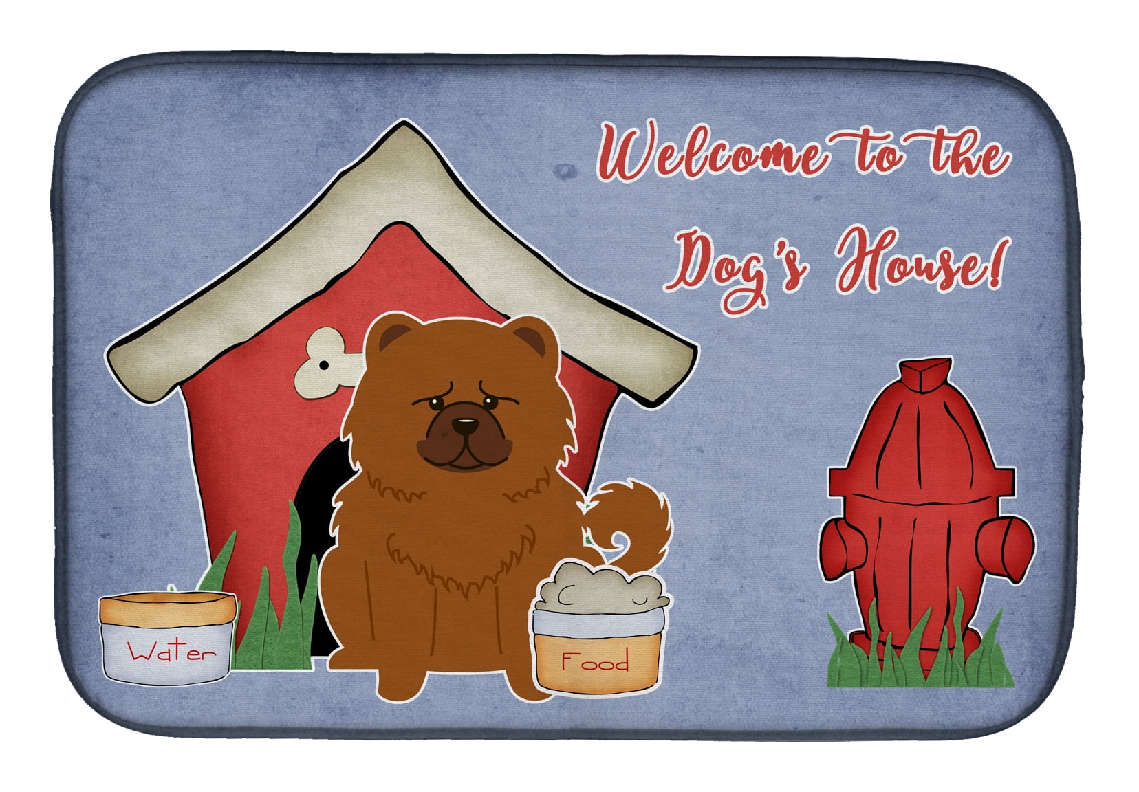 Dog House Collection Chow Chow Red Dish Drying Mat