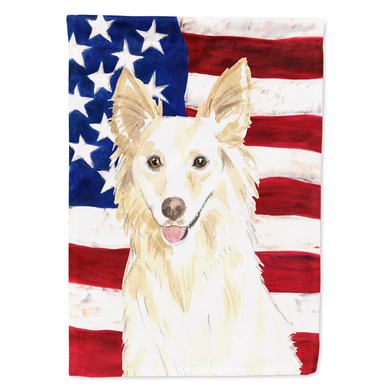 CK1708CHF Patriotic USA White Collie Flag Canvas House Size