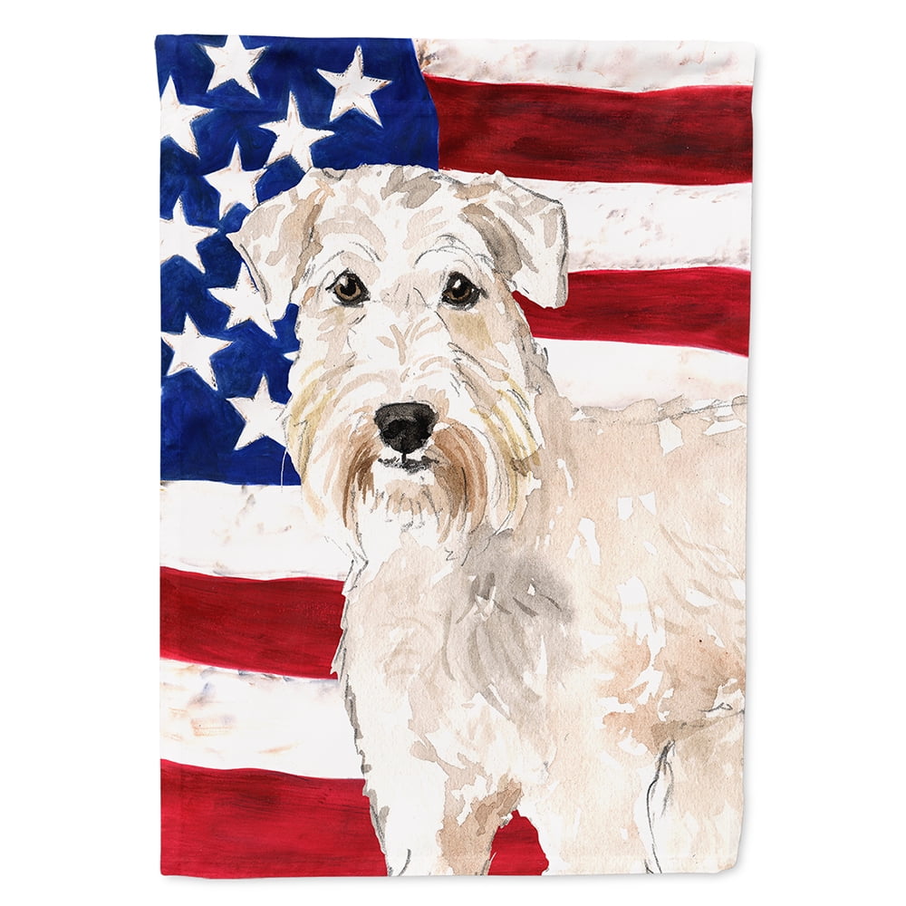Patriotic USA Wheaten Terrier Flag Canvas House Size