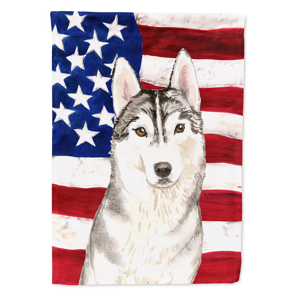 CK1713CHF Patriotic USA Siberian Husky Flag Canvas House Size