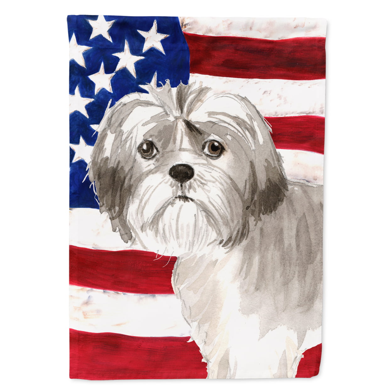 CK1714CHF Patriotic USA Shih Tzu Puppy Flag Canvas House Size