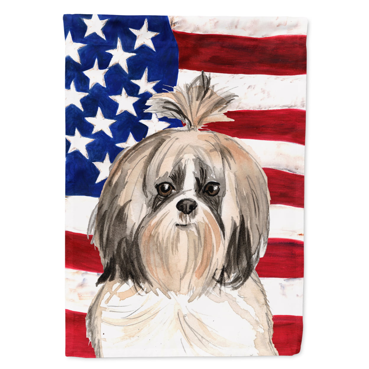 CK1715CHF Patriotic USA Shih Tzu Flag Canvas House Size