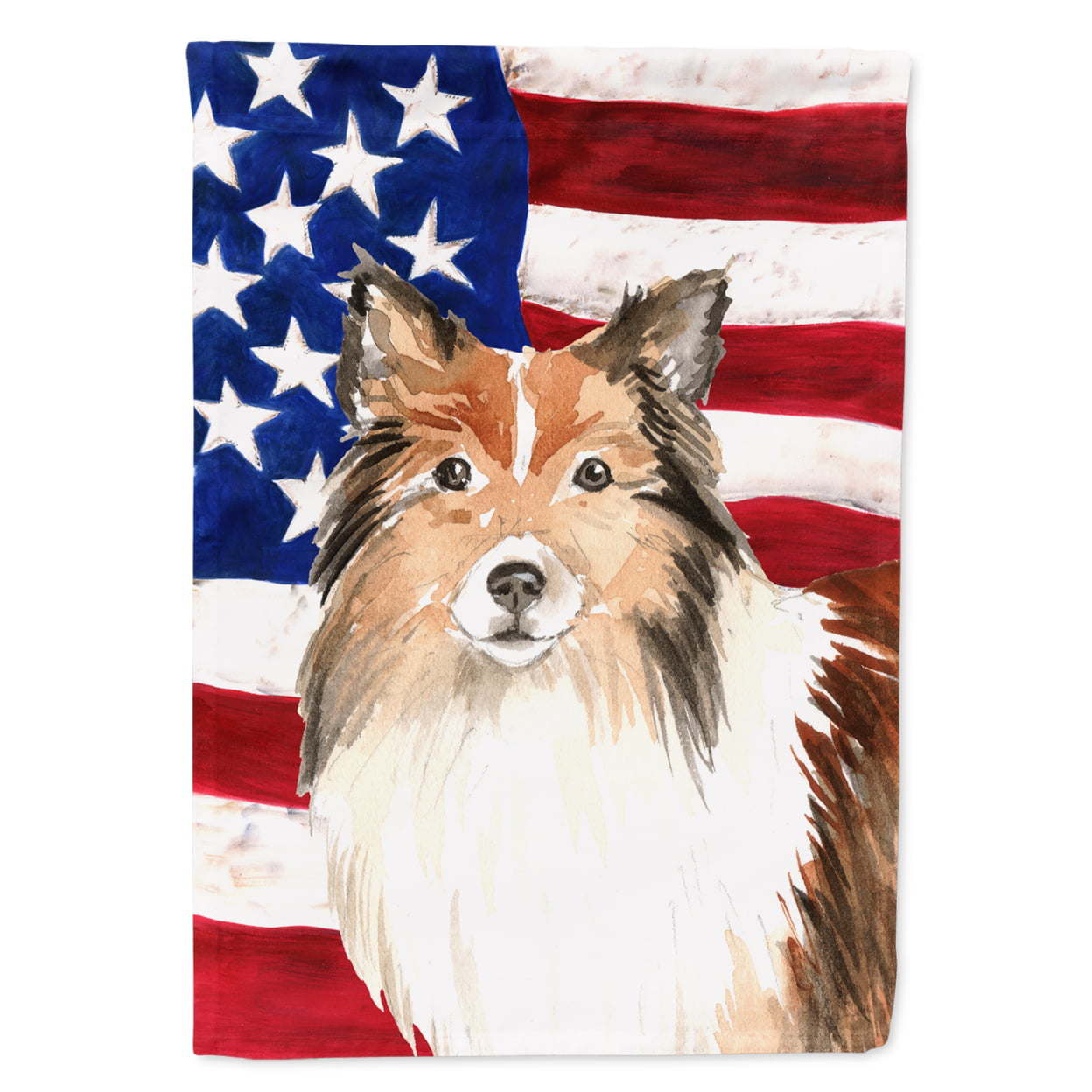 CK1716CHF Patriotic USA Sheltie Flag Canvas House Size