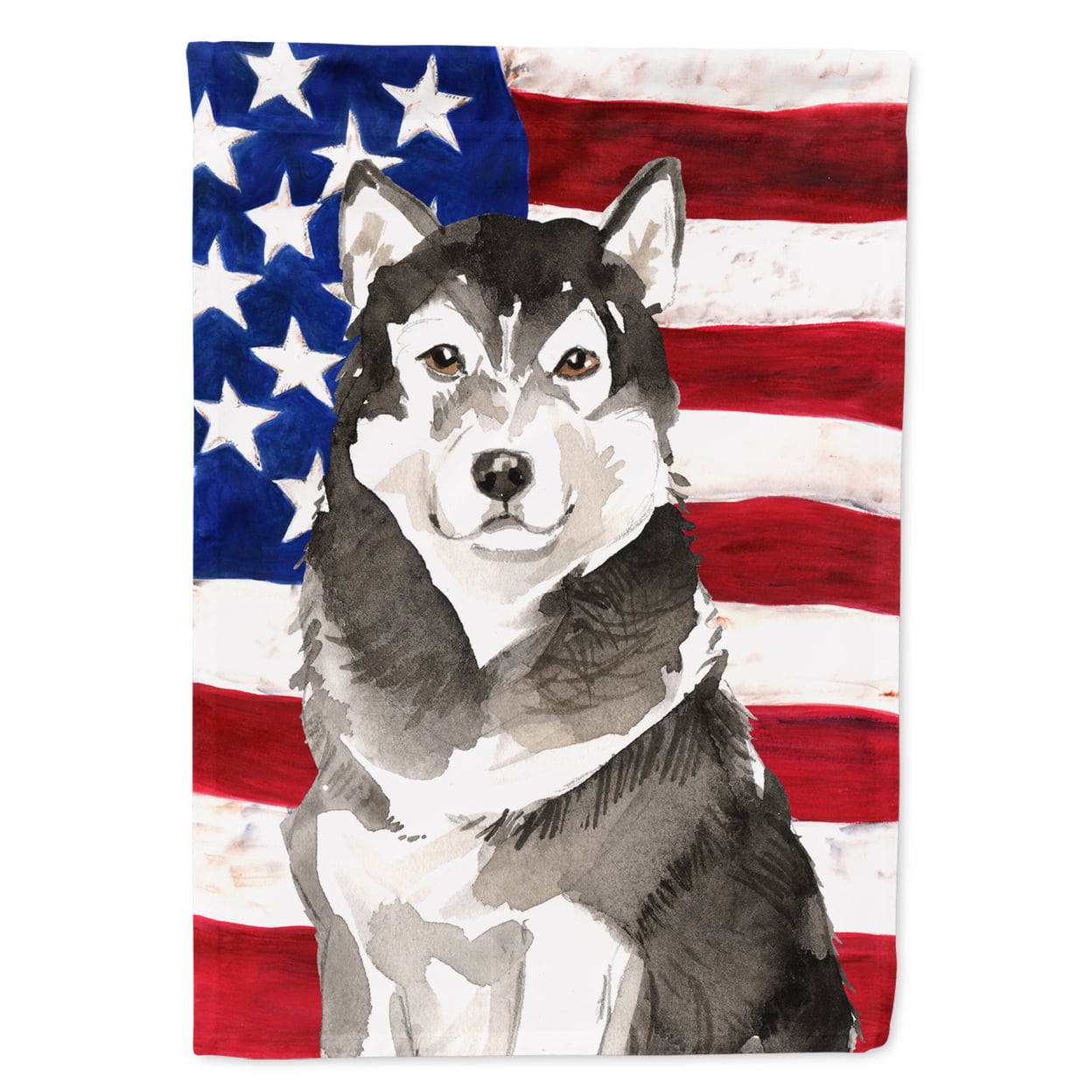 CK1724CHF Patriotic USA Alaskan Malamute Flag Canvas House Size