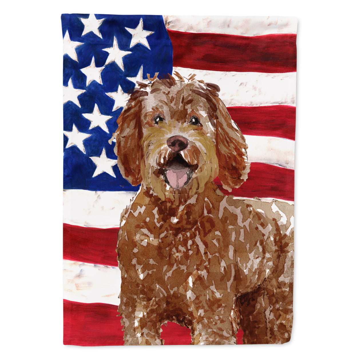 CK1726CHF Patriotic USA Labradoodle Flag Canvas House Size