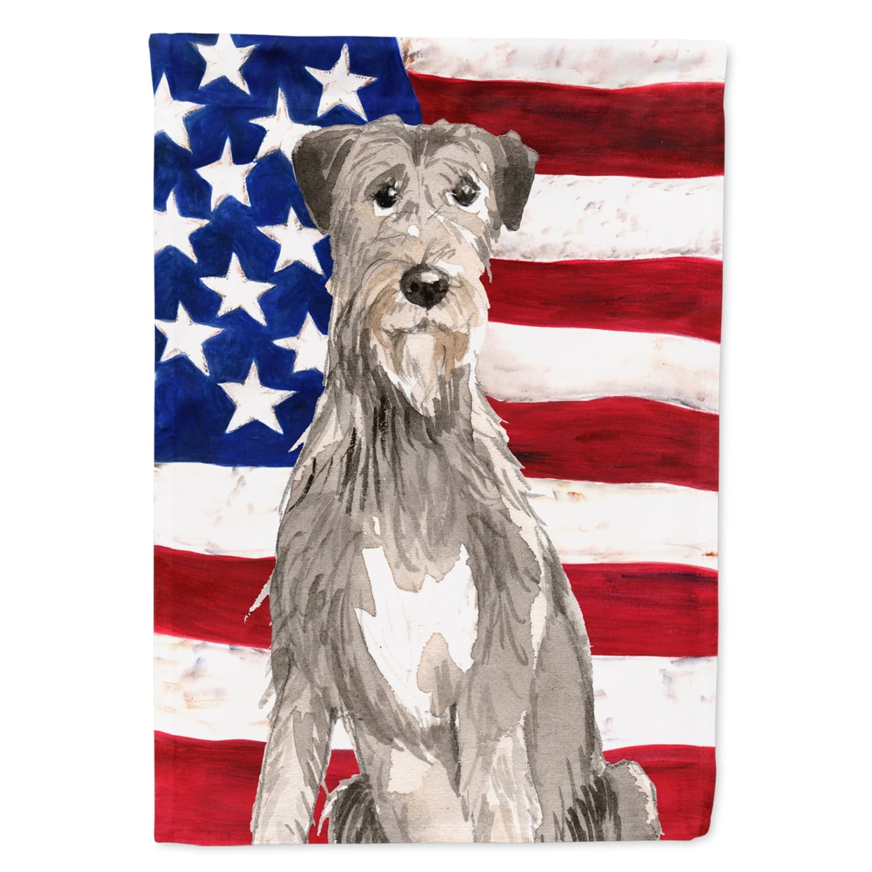 CK1728CHF Patriotic USA Irish Wolfhound Flag Canvas House Size