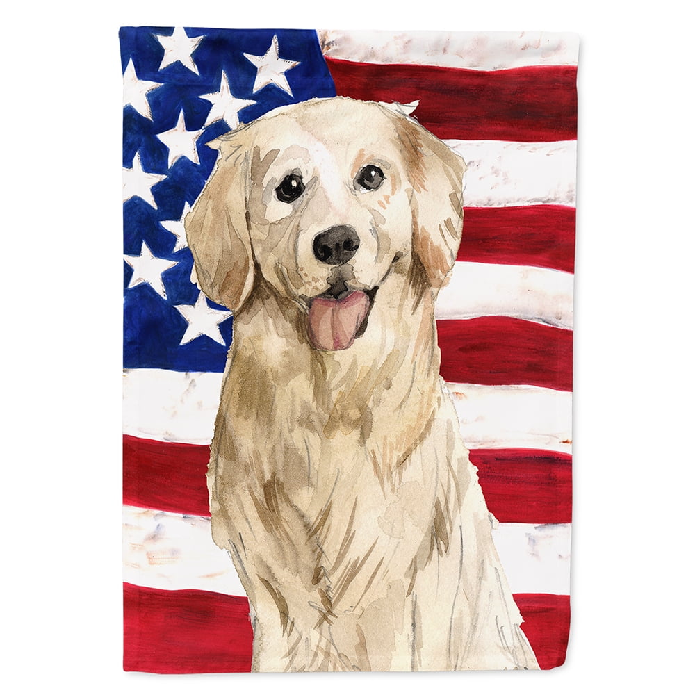 CK1730CHF Patriotic USA Golden Retriever Flag Canvas House Size