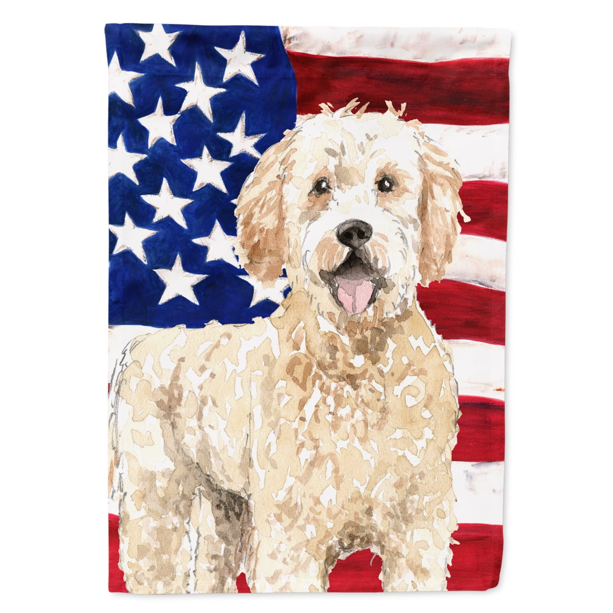 CK1731CHF Patriotic USA Goldendoodle Flag Canvas House Size