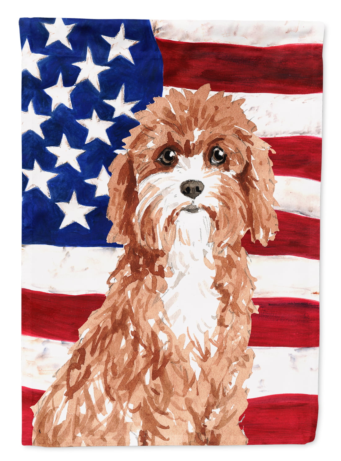 CK1733CHF Patriotic USA Cavapoo Flag Canvas House Size