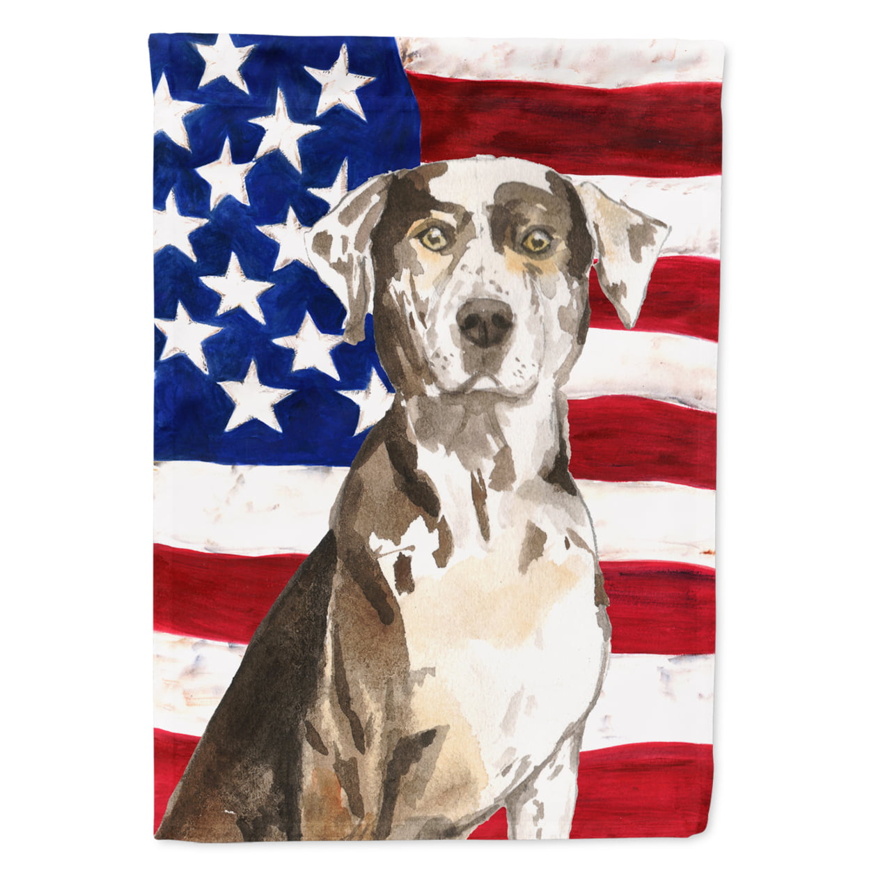 CK1734CHF Patriotic USA Catahoula Leopard Dog Flag Canvas House Size