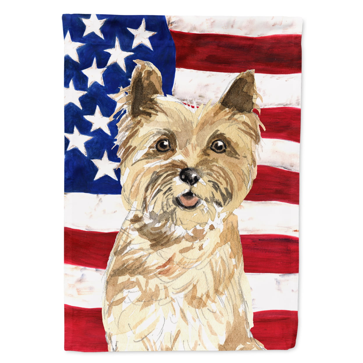 CK1735CHF Patriotic USA Cairn Terrier Flag Canvas House Size