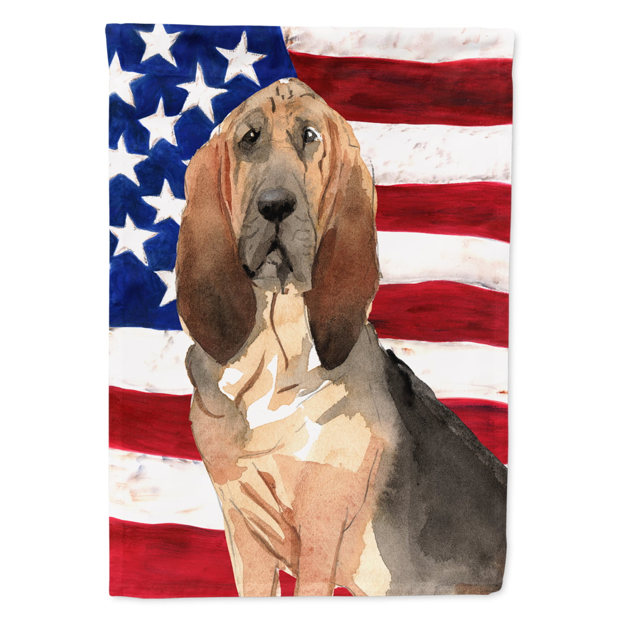 CK1739CHF Patriotic USA Bloodhound Flag Canvas House Size
