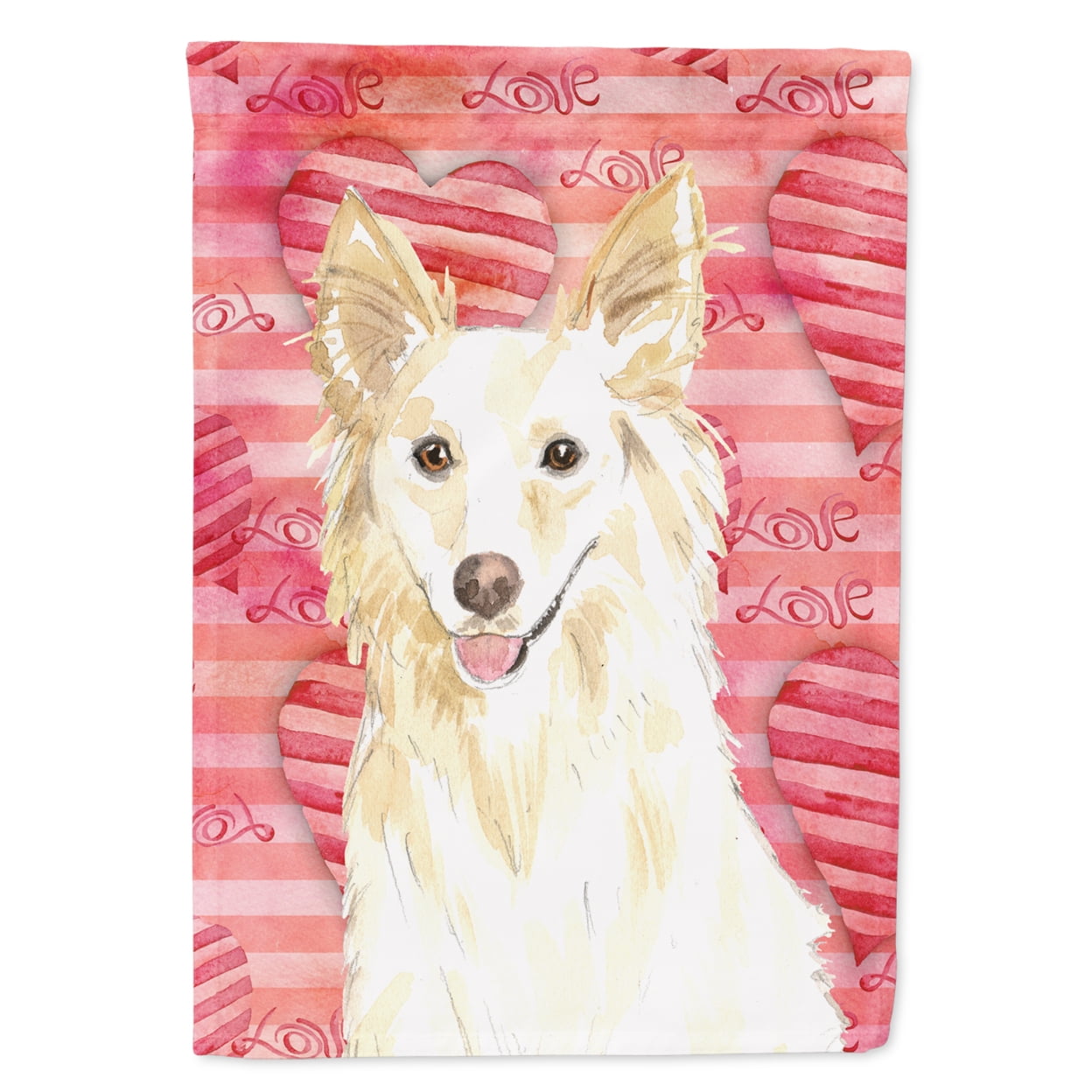 Love a White Collie Flag Canvas House Size