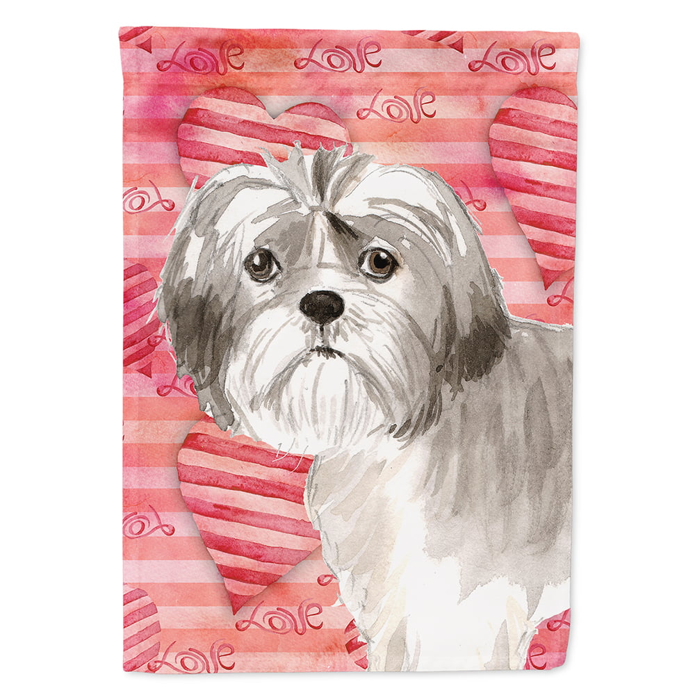 Love a Shih Tzu Puppy Flag Canvas House Size