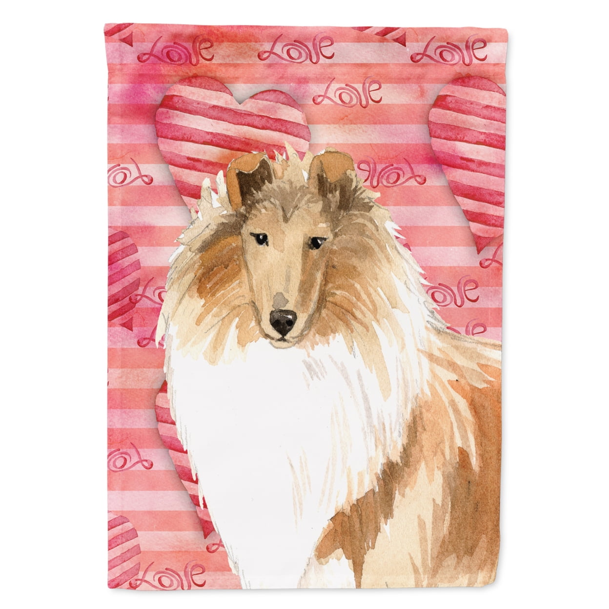 Love a Rough Collie Flag Canvas House Size
