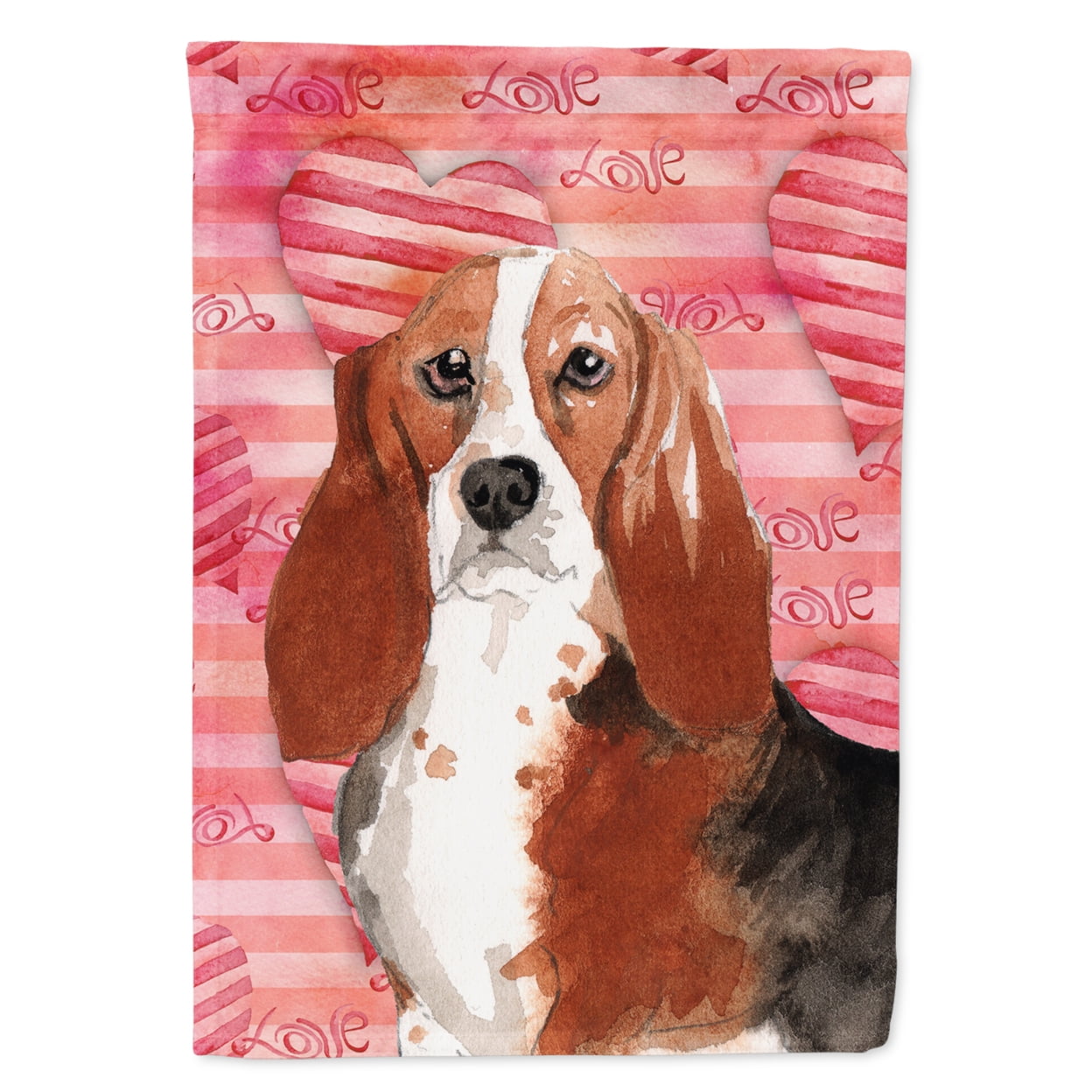 Love a Basset Hound Flag Canvas House Size
