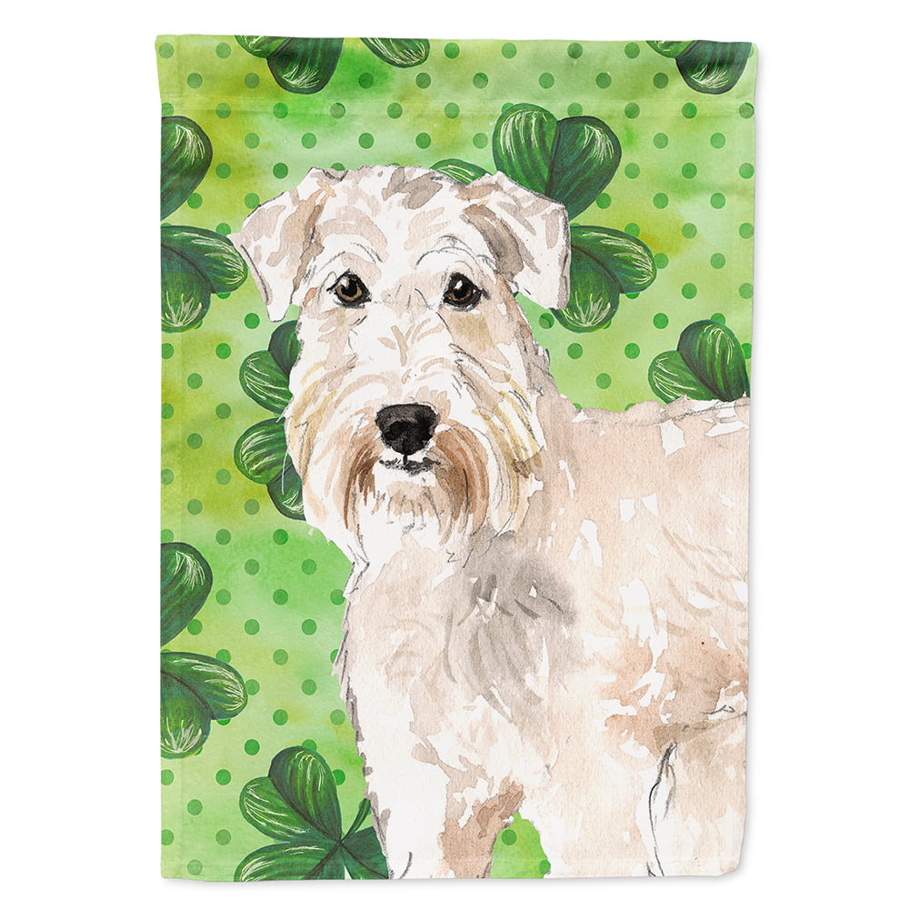 Shamrocks Wheaten Terrier Flag Canvas House Size