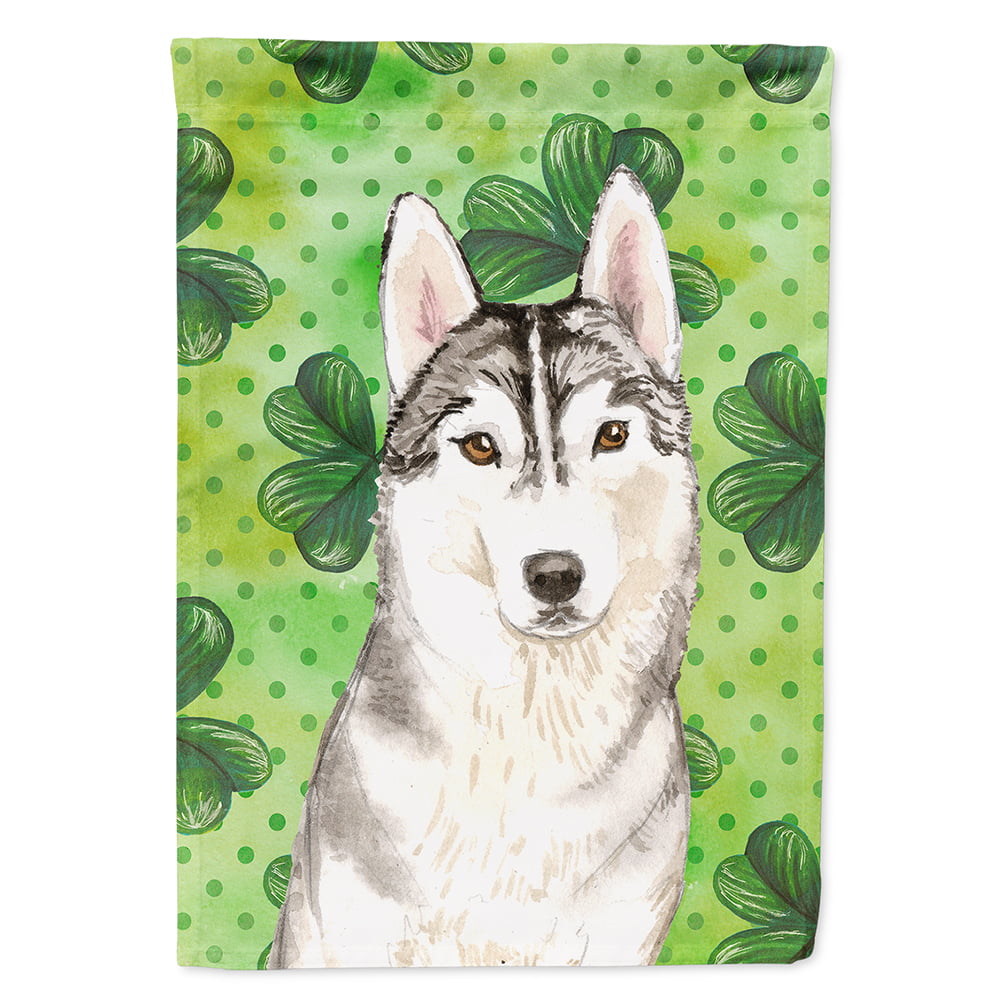 Shamrocks Siberian Husky Flag Canvas House Size